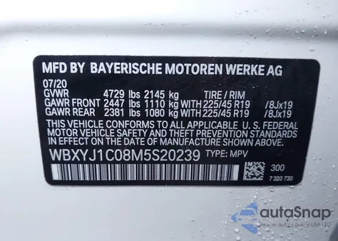 2021 BMW X2 xDrive28I из США, поврежденный, VIN WBXYJ1C08M5S20239